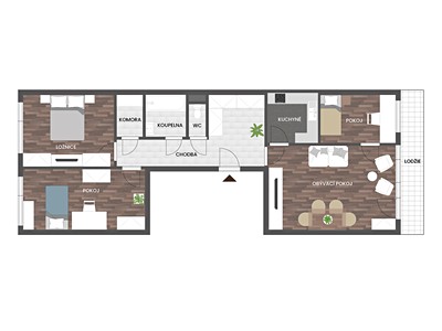 Pronájem bytu 4+kk 87 m²