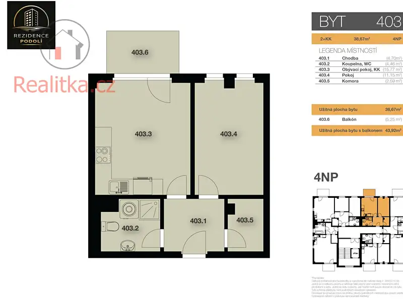 Prodej bytu 2+kk 39 m², Mělník – náhled fotky 3