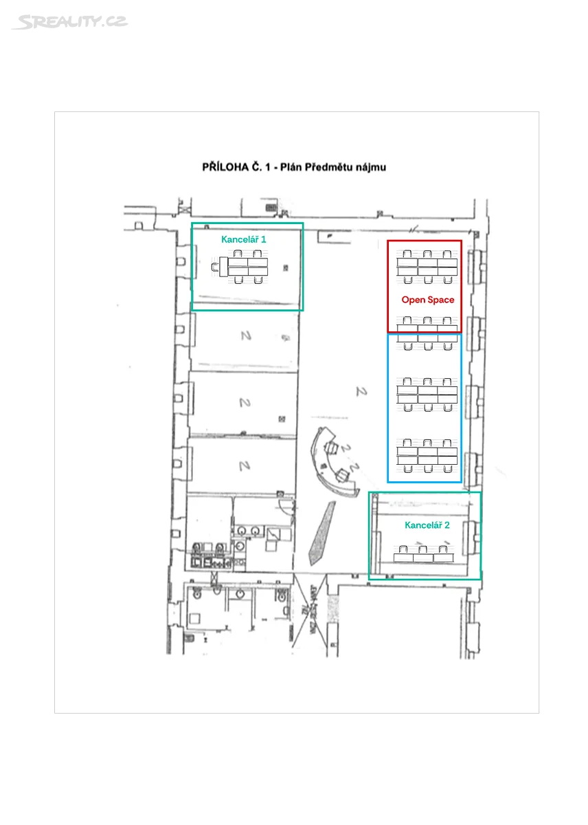 Pronájem kanceláře 200 m² – další