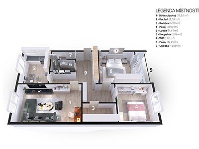 Prodej bytu 3+1 80 m² (Jednopodlažní)