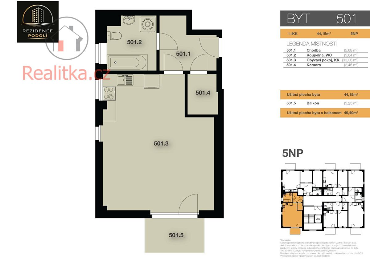 Prodej bytu 1+kk 44 m² – fotografie 3