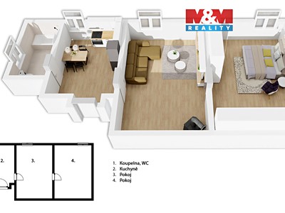 Prodej bytu 2+1 61 m²
