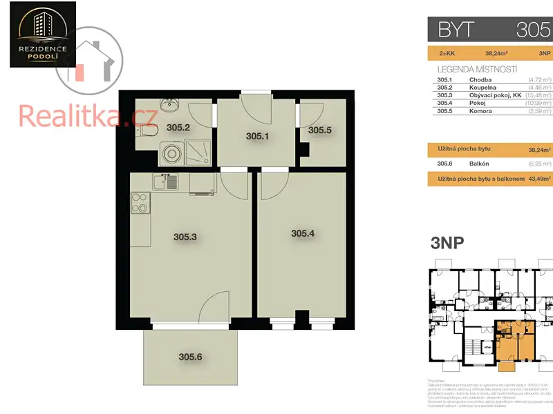 Prodej bytu 2+kk 38 m², Mělník – náhled fotky 3