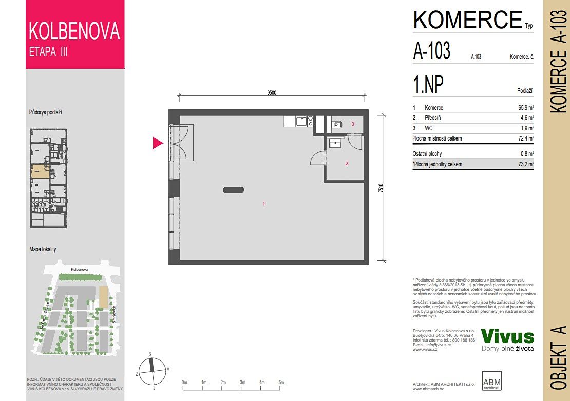 Prodej obchodního prostoru 73 m²