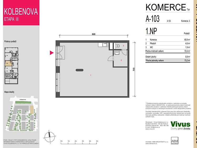 Prodej komerčního prostoru, 73 m² (1 z 3)