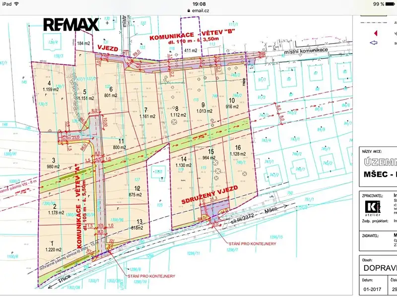 Prodej stavebního pozemku 822 m², Mšec – náhled fotky 2