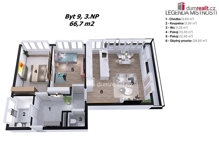 Квартира 3+kk на продаж, 66 м² (6 з 9)
