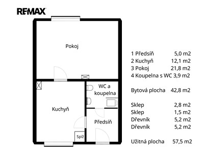 Prodej bytu 1+1 58 m² (Jednopodlažní)