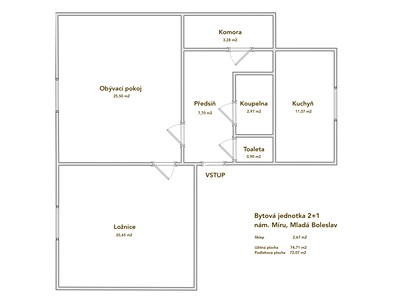 Prodej bytu 2+1 75 m²