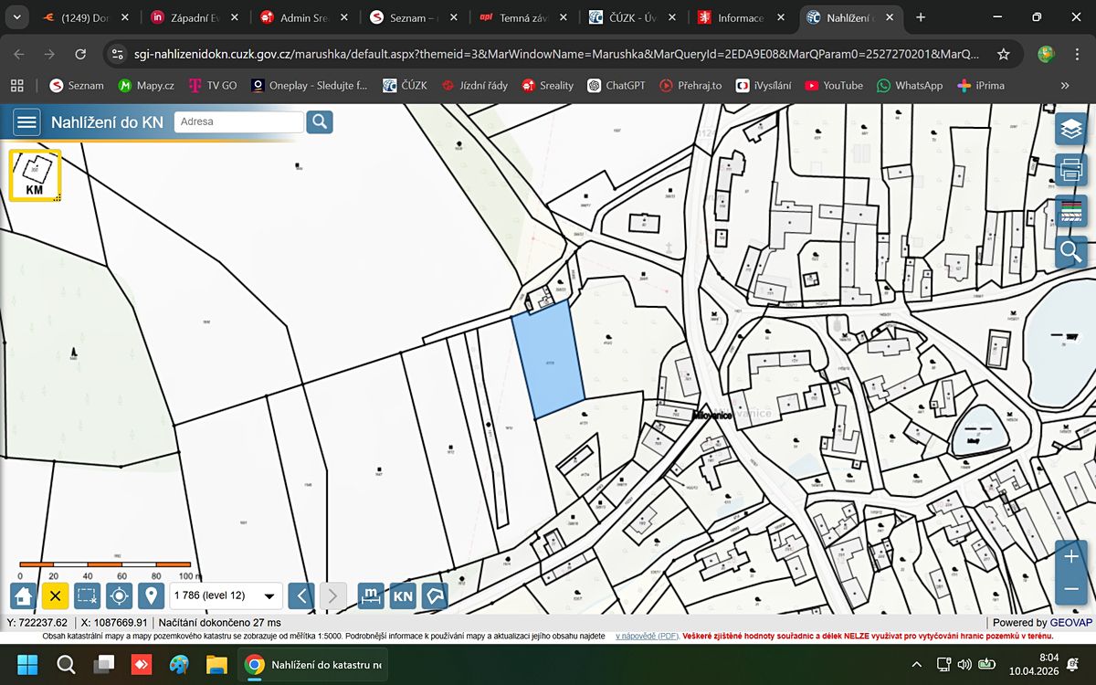 Prodej stavebního pozemku 1949 m², Postupice – fotka 1 z 3