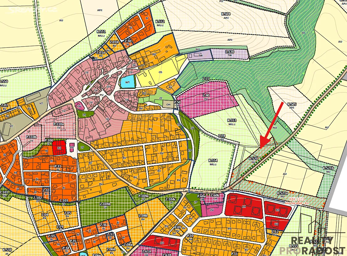 Prodej pole 3374 m² – pohled 3