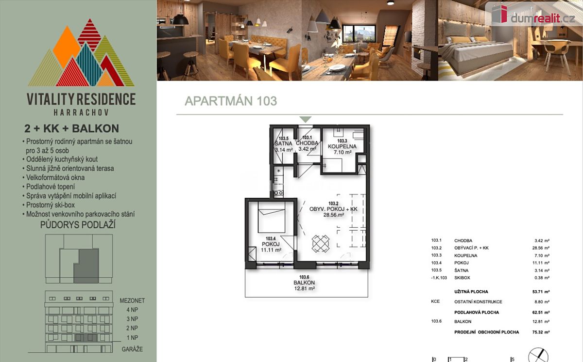 Pronájem bytu 2+1 57 m² – fotografie 2