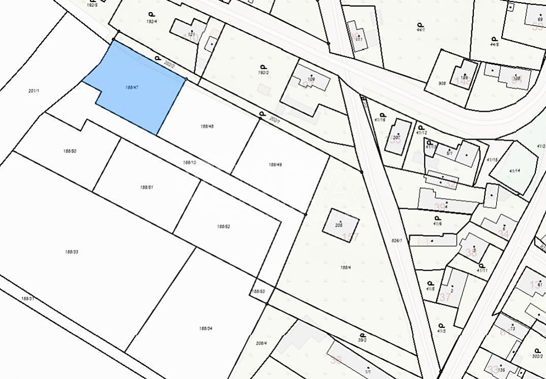 Prodej stavebního pozemku 1050 m², Dobrovice – fotka 1 z 3
