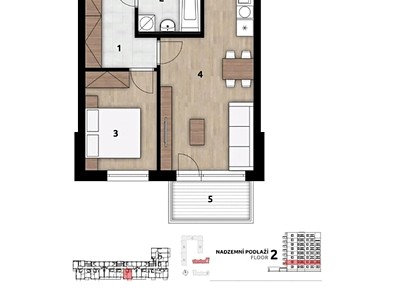 Pronájem bytu 2+kk 45 m²