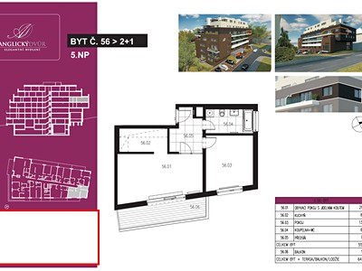 Pronájem bytu 2+1 55 m² (Jednopodlažní)