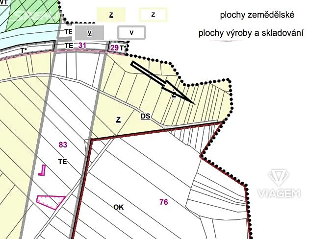 Prodej pole 1325 m² – pohled 2