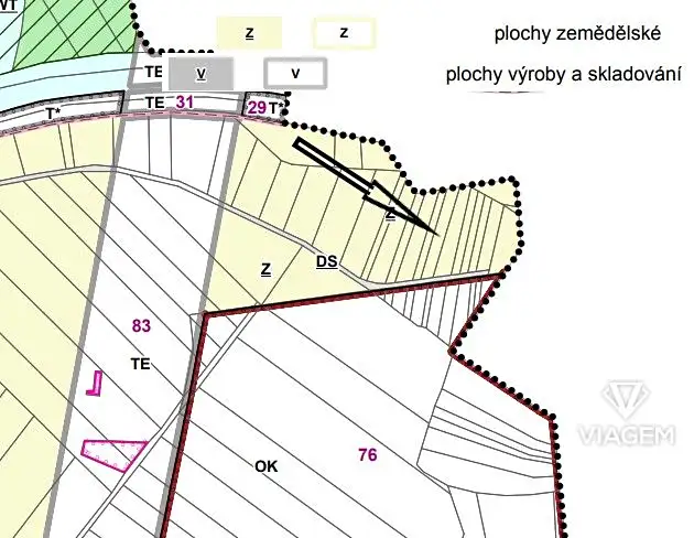 Prodej pole 1325 m², Otrokovice – náhled fotky 2
