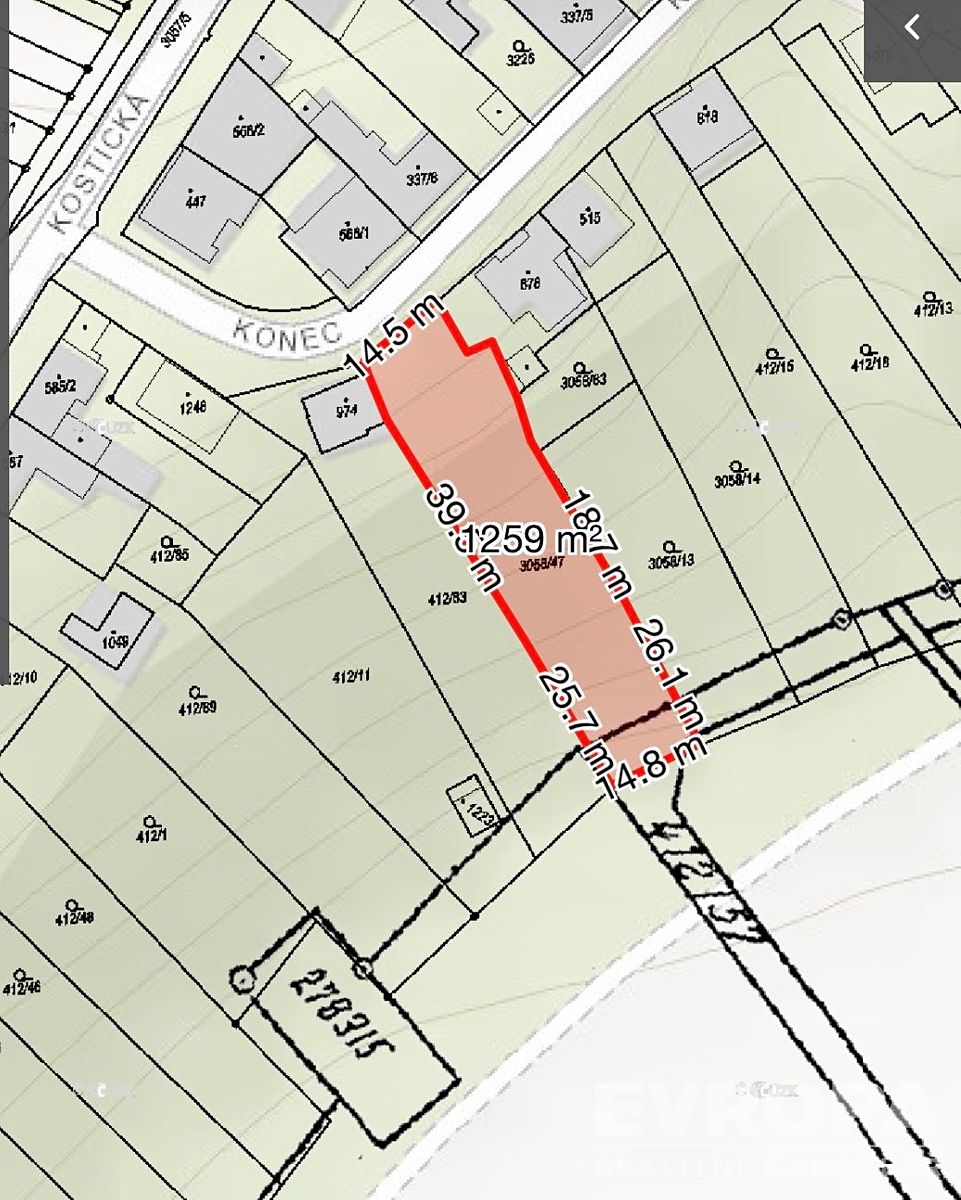 Prodej stavebního pozemku 1259 m² – fotografie 5