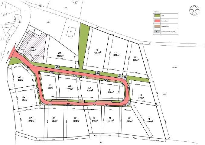 Prodej stavebního pozemku 938 m² – pohled 2