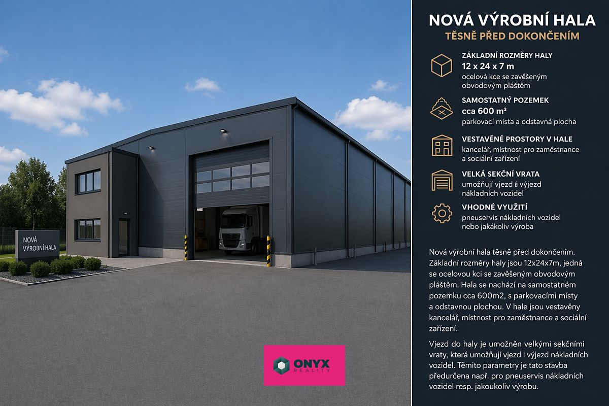 Prodej výrobní haly, prostoru 288 m²