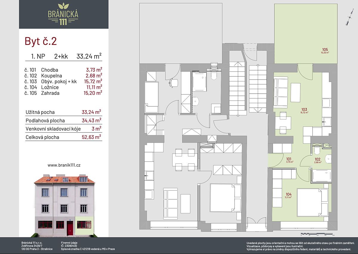 Prodej bytu 2+kk 52 m² – fotografie 3