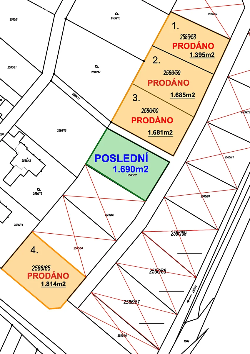 Prodej stavebního pozemku 1690 m², Drásov
