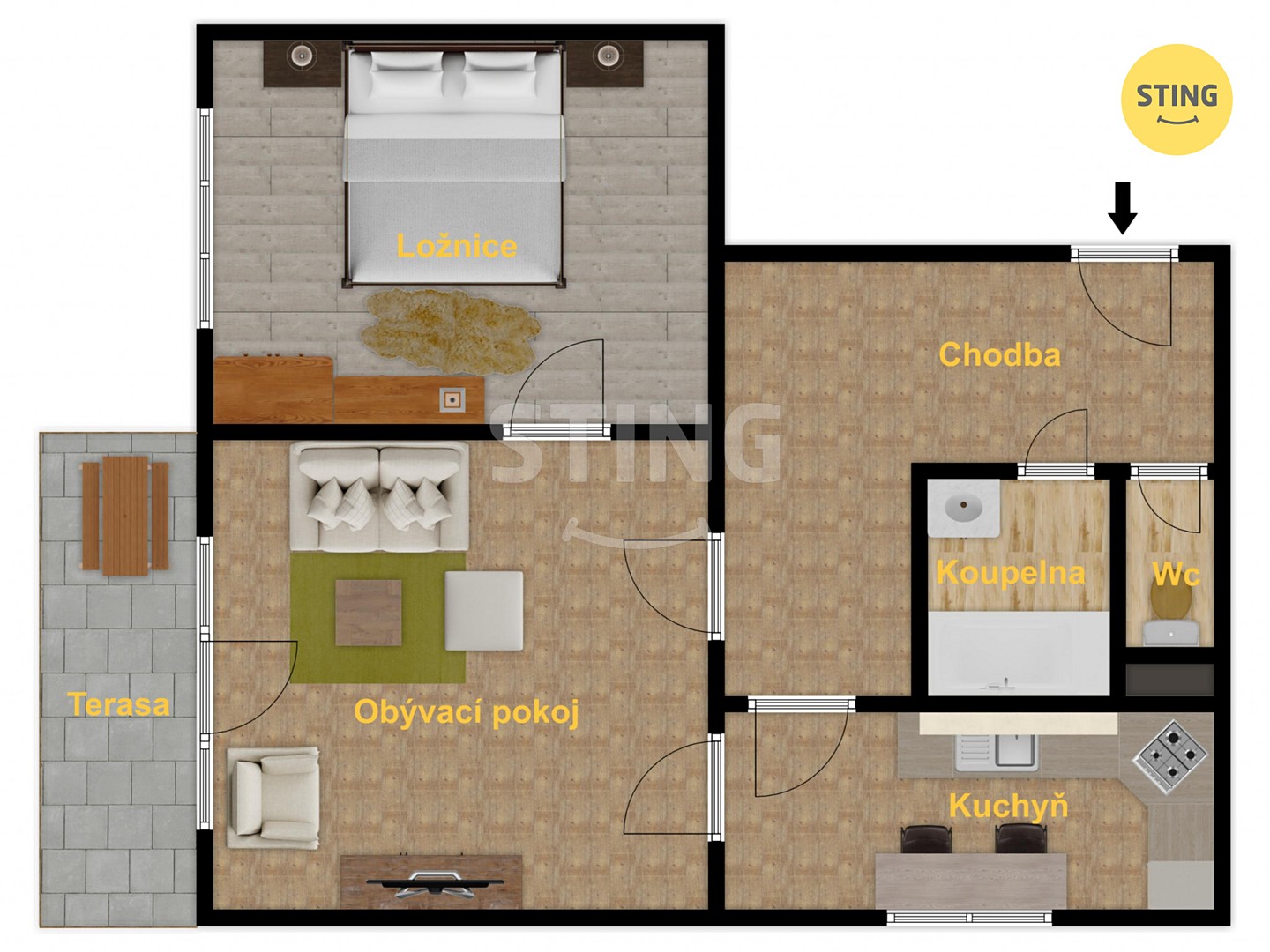 Prodej bytu 2+1 70 m² – pohled 3