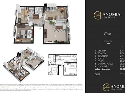 Prodej bytu 3+1 65 m²