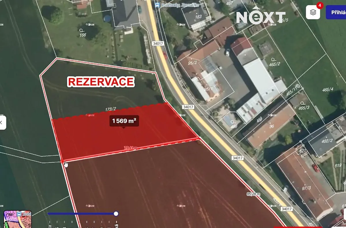 Prodej stavebního pozemku 1569 m²