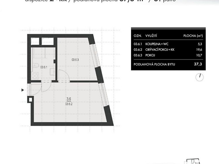 Квартира 2+kk на продаж, 38 м² (5 з 7)