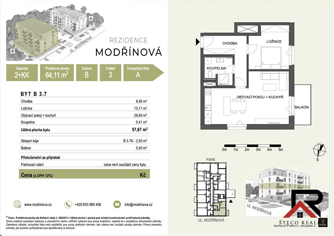 Prodej bytu 2+kk 57 m² – pohled 3