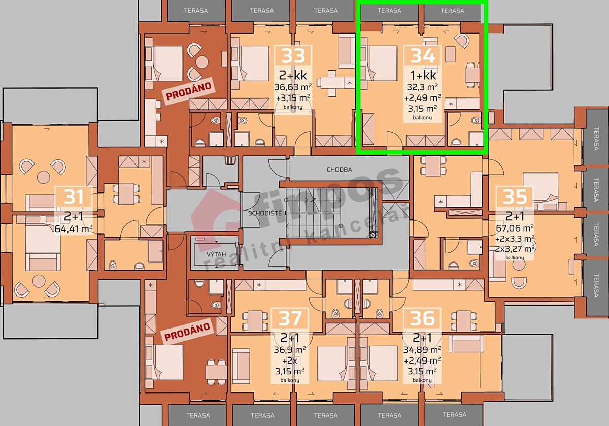 Prodej bytu 1+kk 32 m² – fotografie 2