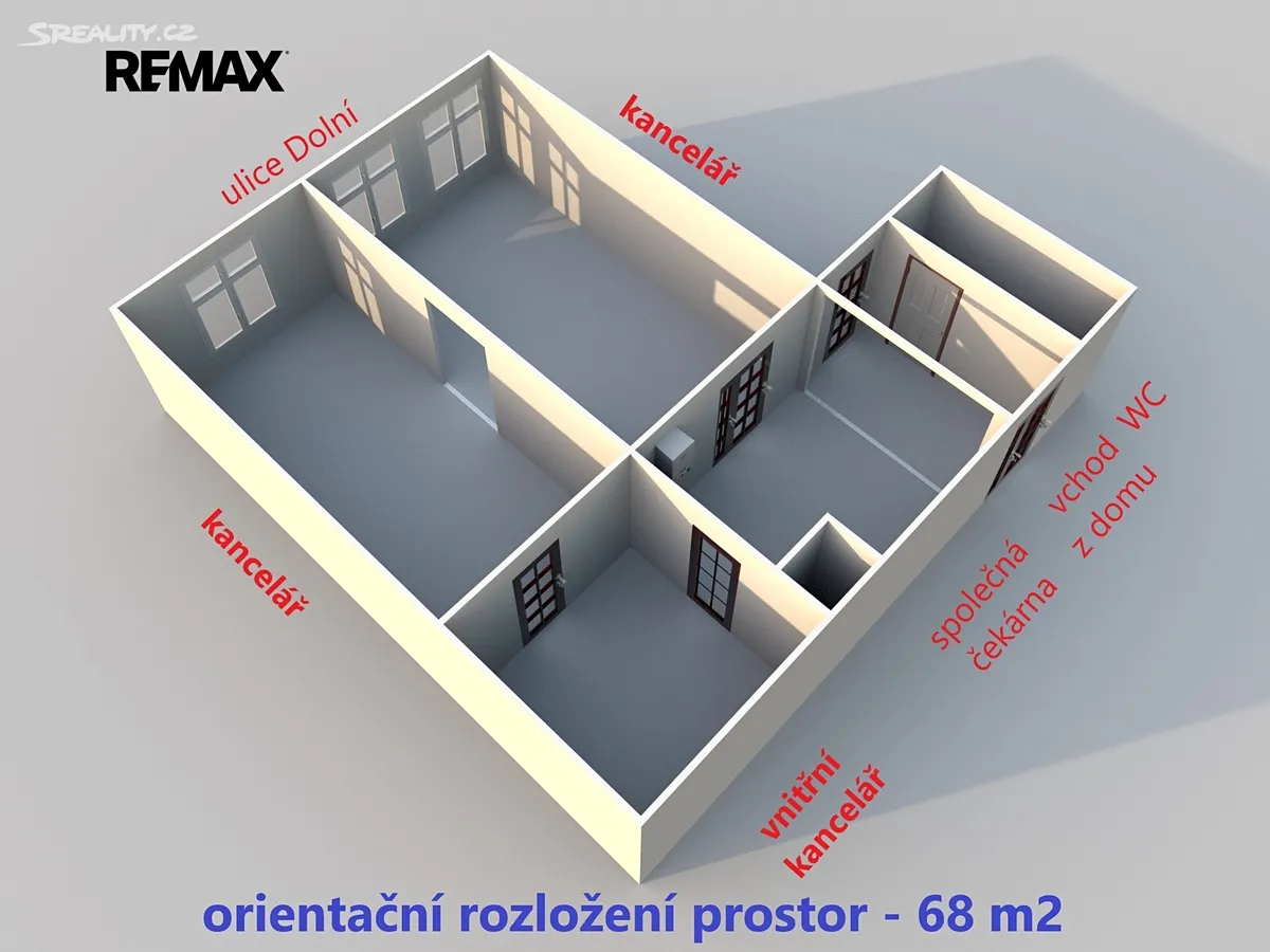 Pronájem kanceláře 58 m² – pohled 3
