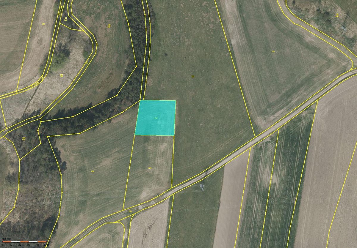 Prodej pole 1690 m², Kestřany – fotka 1 z 3