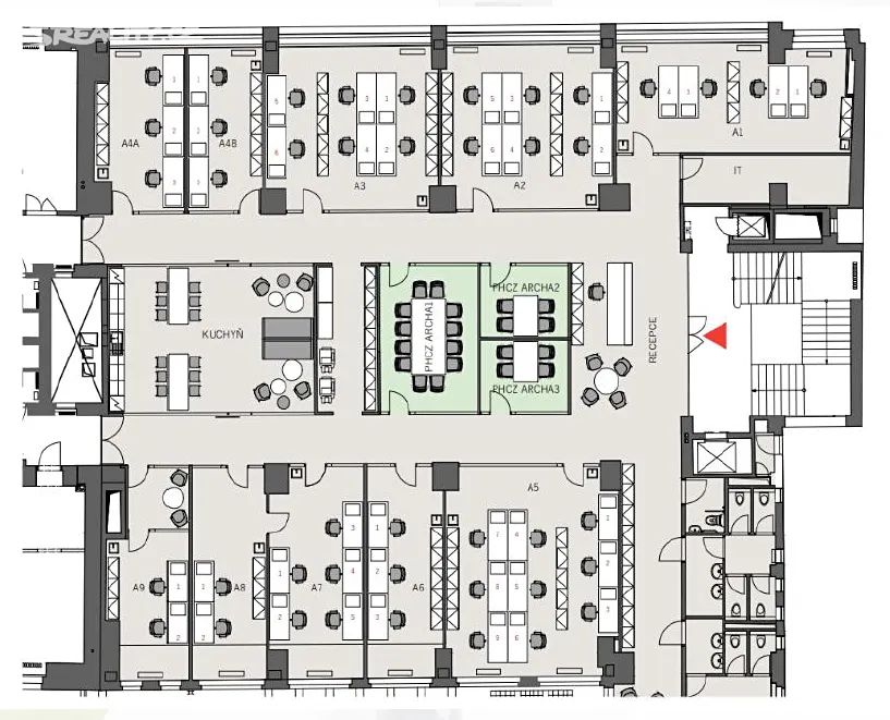 Pronájem kanceláře 740 m² – pohled 3