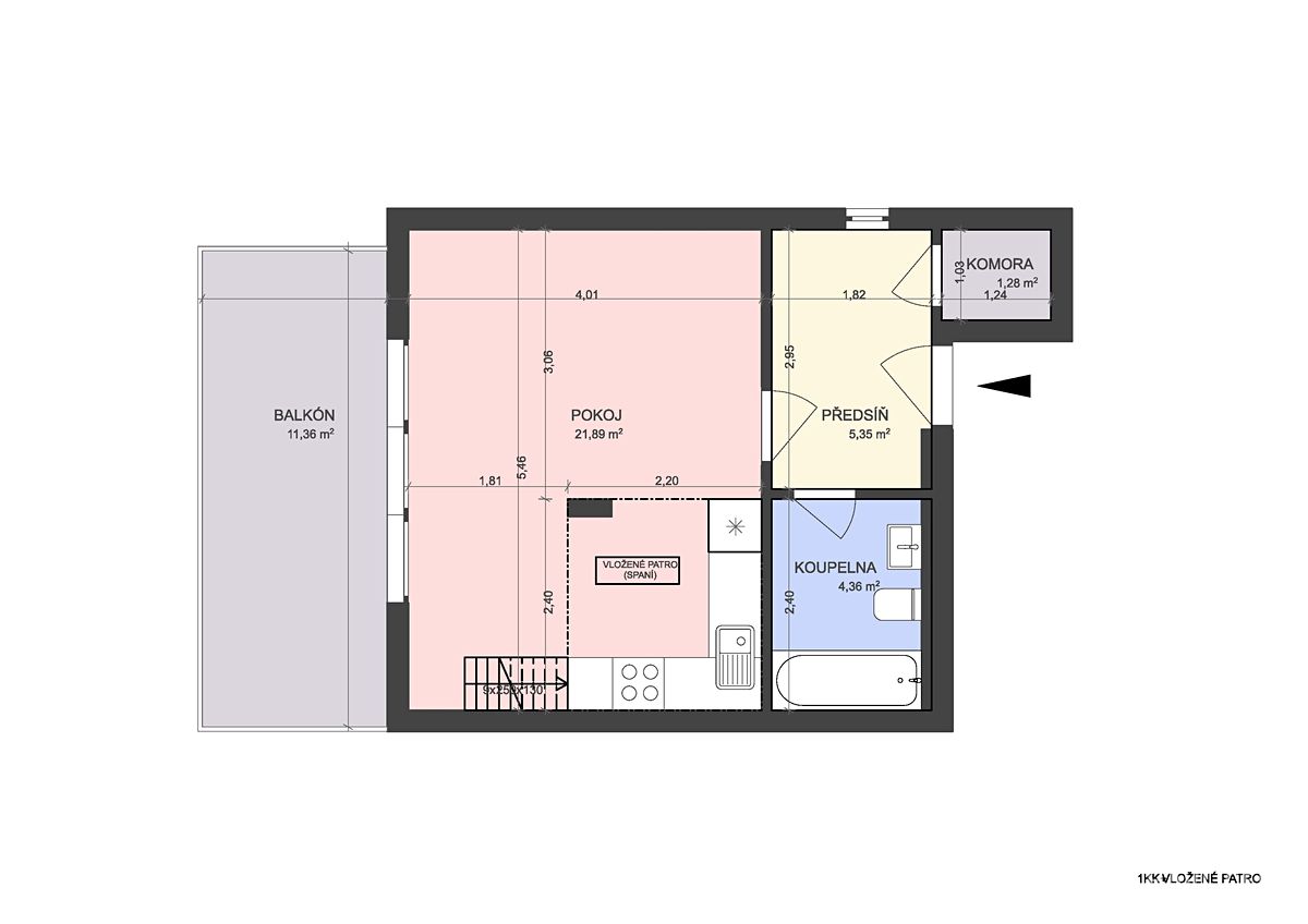 Prodej bytu 1+kk 44 m² – fotografie 3