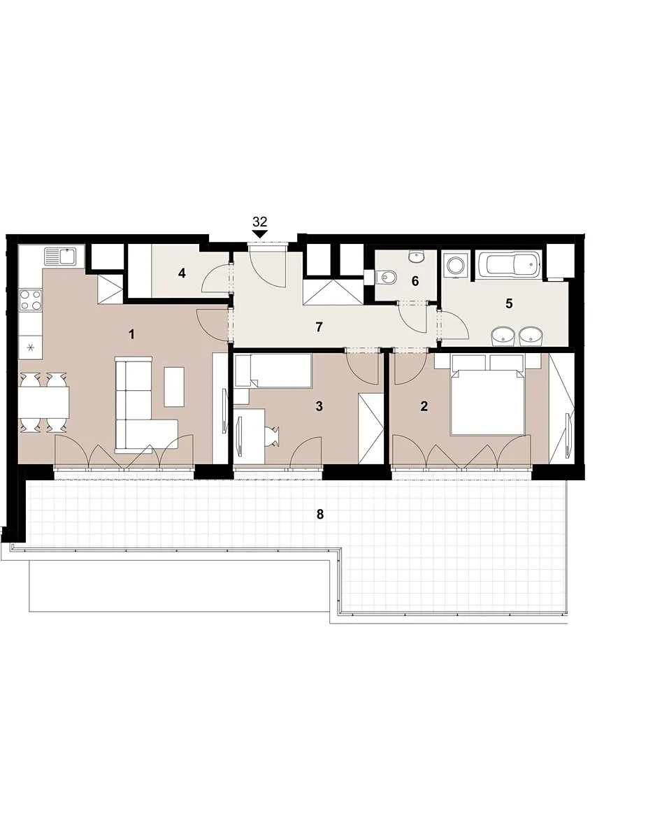 Prodej bytu 3+kk 71 m² – pohled 2