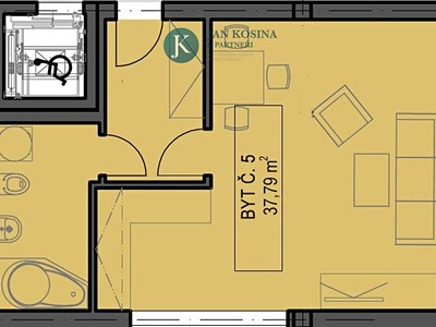 Pronájem bytu 1+kk 38 m²