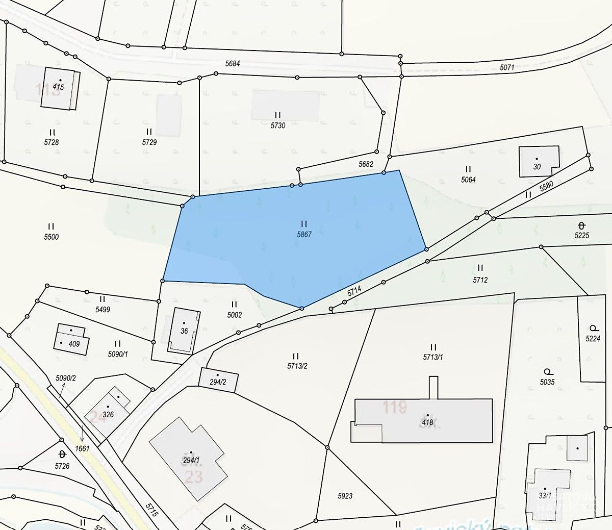 Prodej stavebního pozemku 1943 m² – fotografie 3