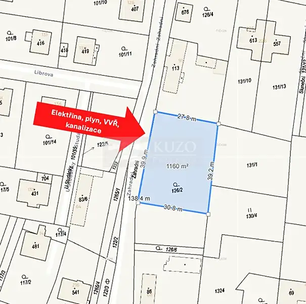 Prodej stavebního pozemku 1160 m², Kunice – náhled fotky 1