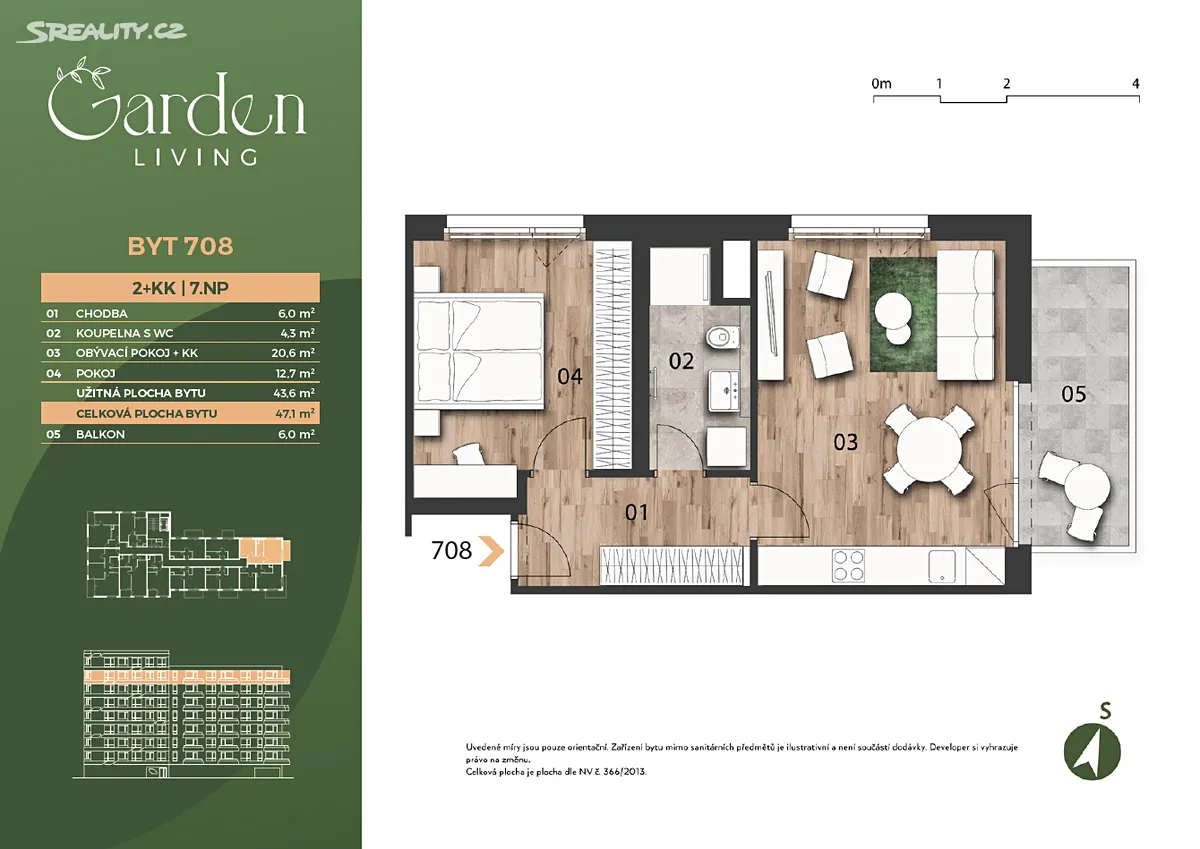 Prodej bytu 2+kk 47 m² – pohled 3