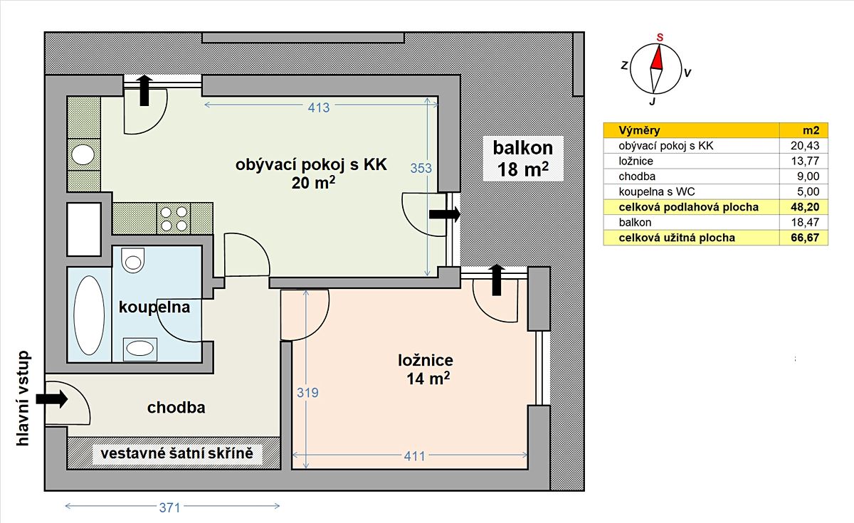 Prodej bytu 2+kk 48 m² – fotografie 3