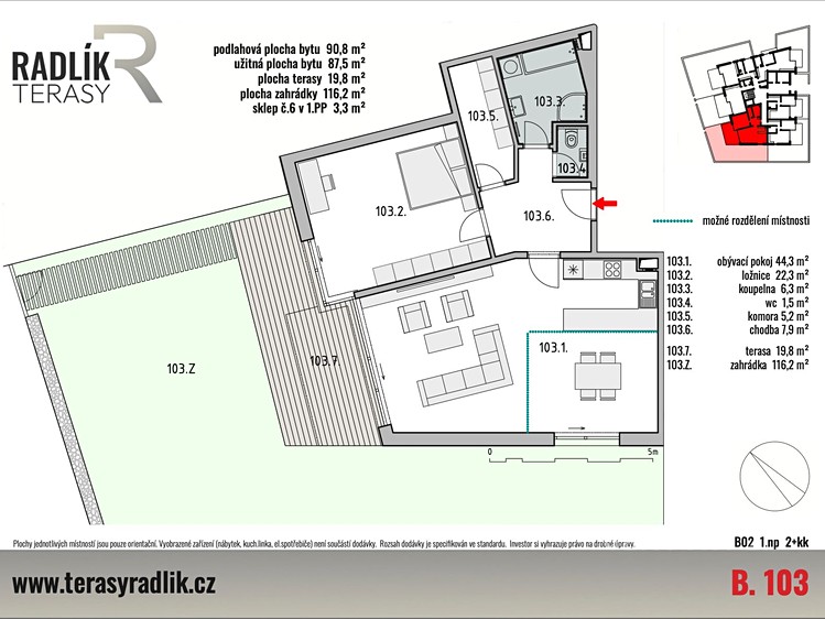 Квартира 2+kk на продаж, 87 м² (5 з 5)
