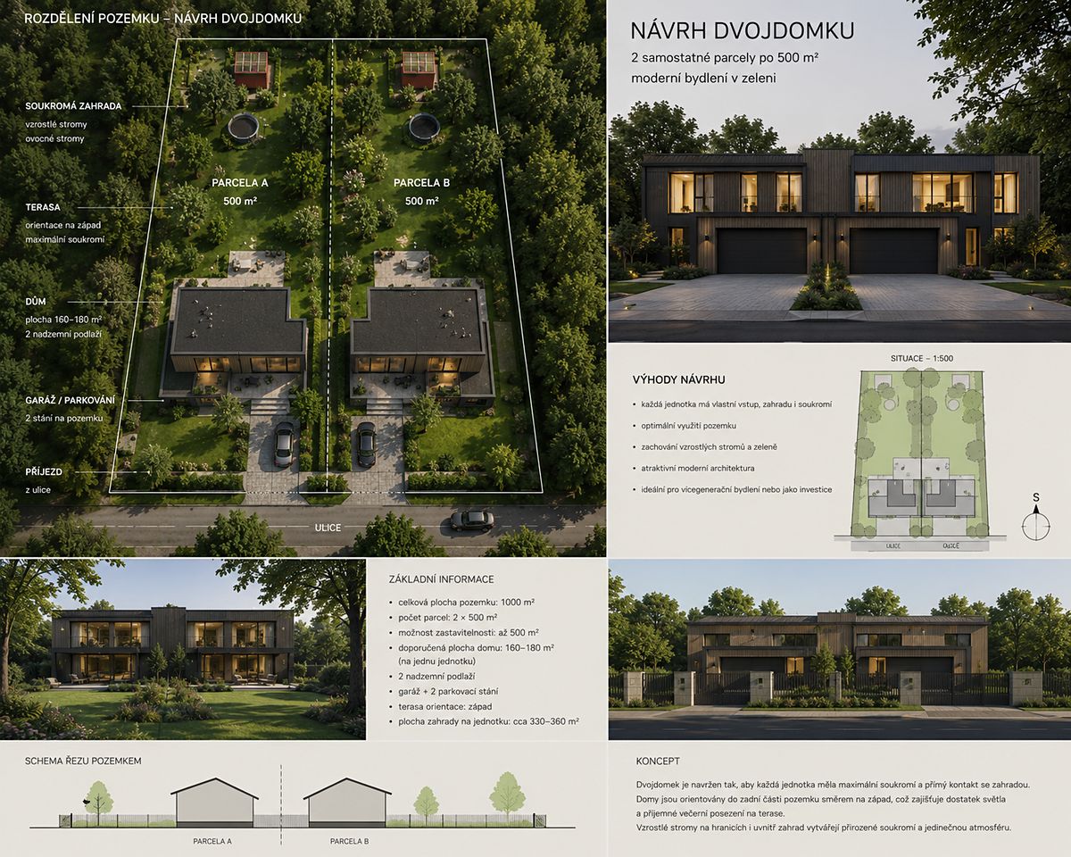 Prodej stavebního pozemku 1000 m² – fotografie 2