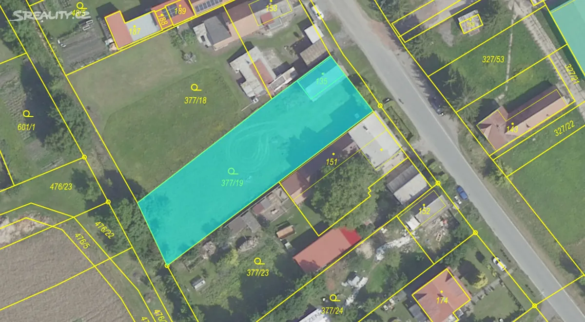 Prodej stavebního pozemku 1227 m², Vrbice