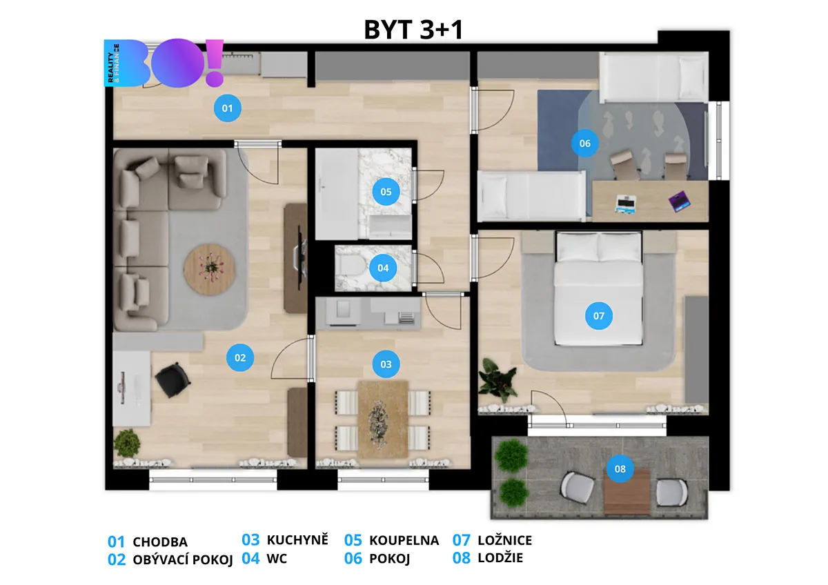 Prodej bytu 3+1 79 m² – pohled 3