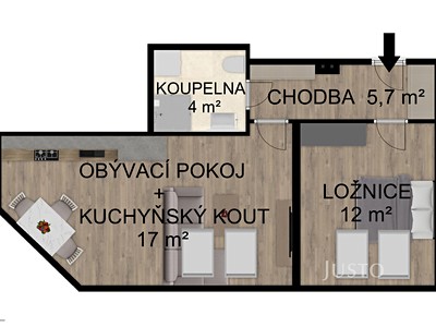 Pronájem bytu 2+kk 39 m²