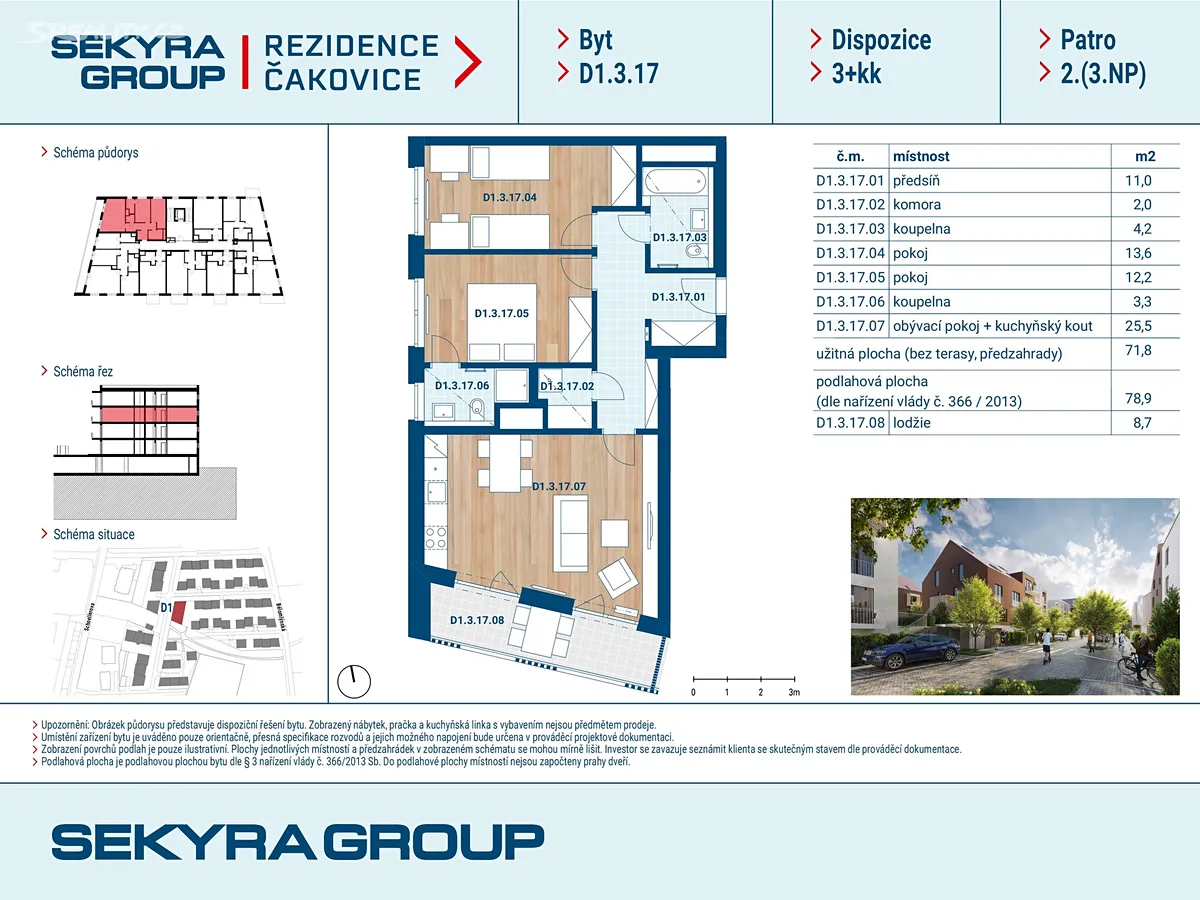 Prodej bytu 3+kk 72 m² – pohled 2