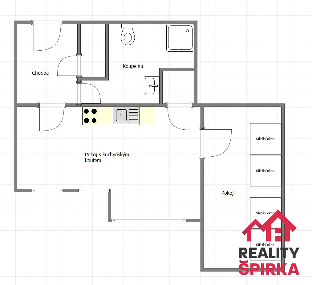 Pronájem bytu 2+kk 45 m² – fotografie 3