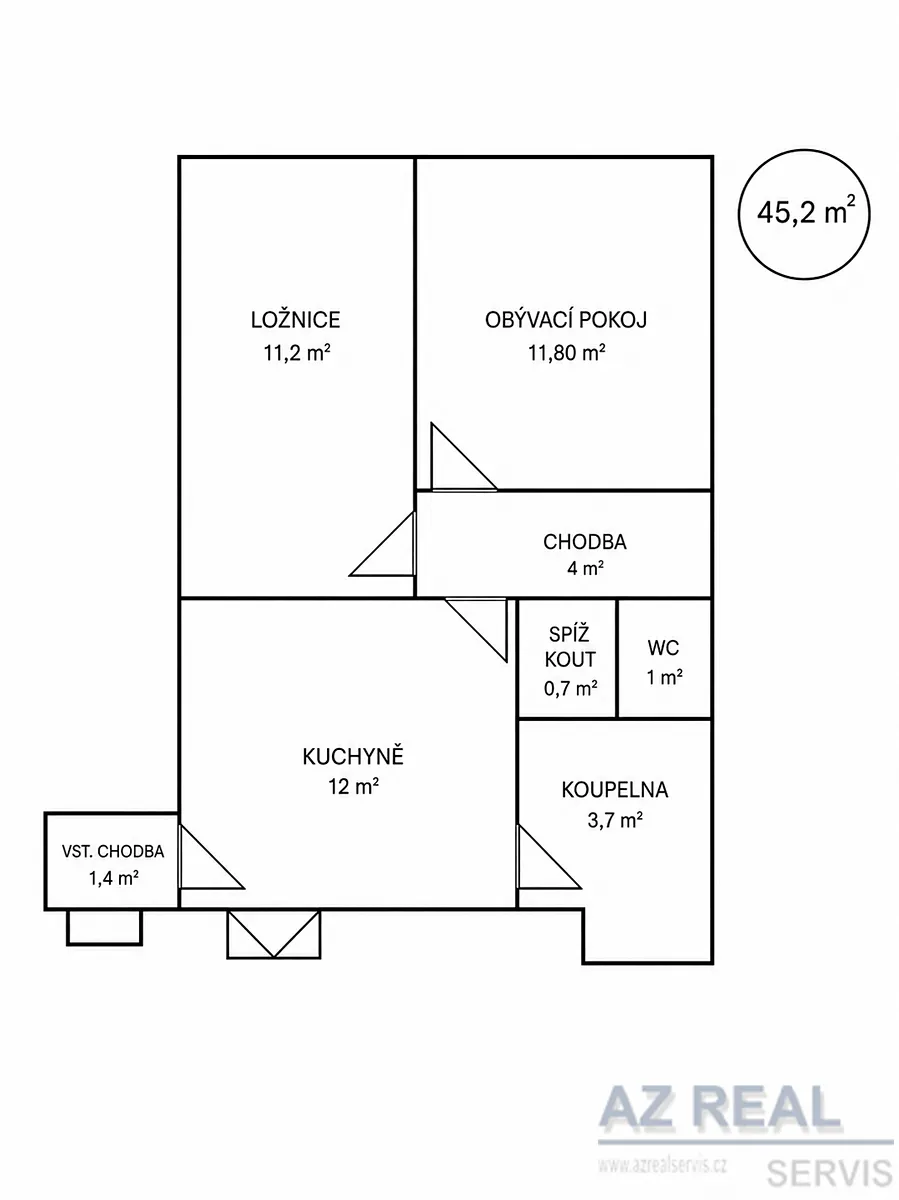 Pronájem bytu 2+1 45 m² – pohled 3
